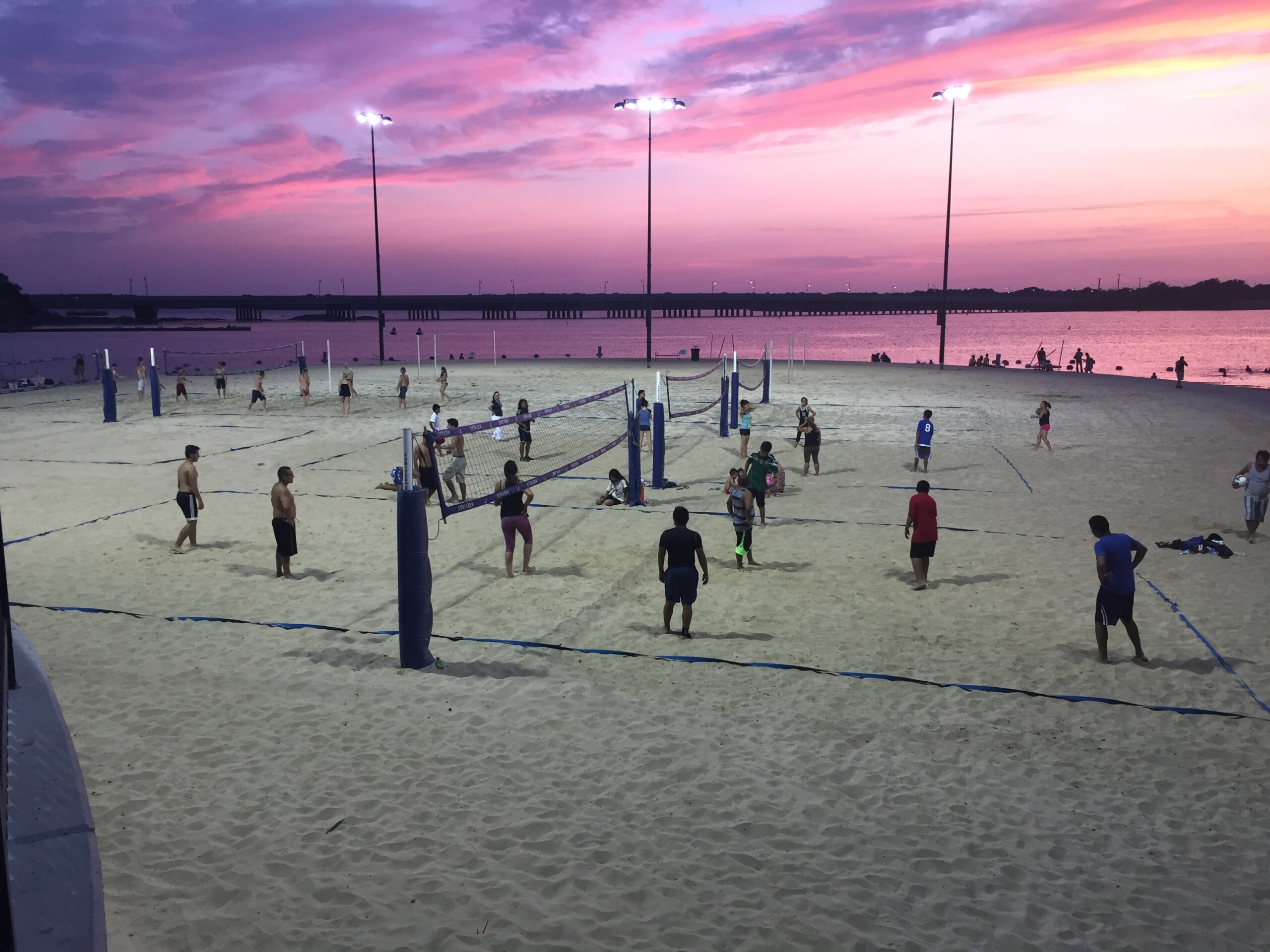 Beach with volleyball courts